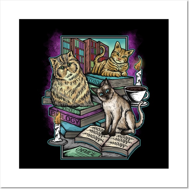 Cats, Books and Coffee Wall Art by Lazarino